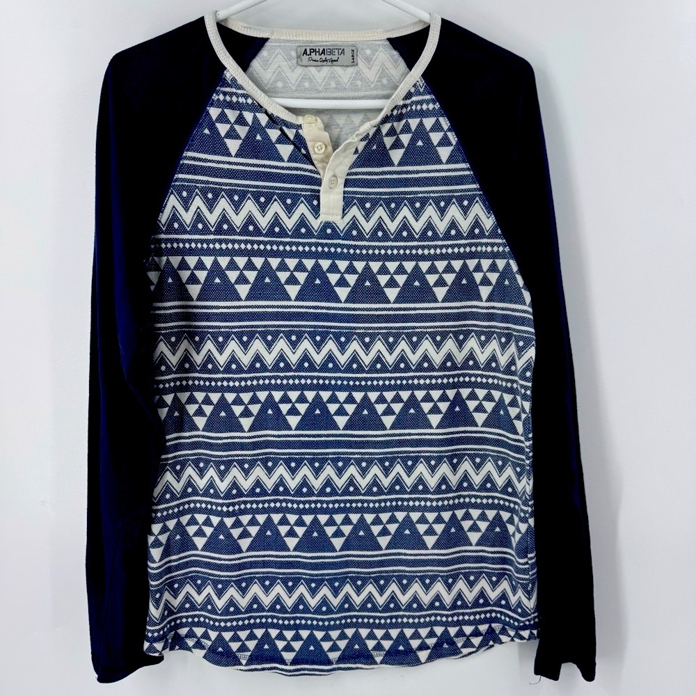ALPHABETA‎ Geometric Long Sleeve Shirt